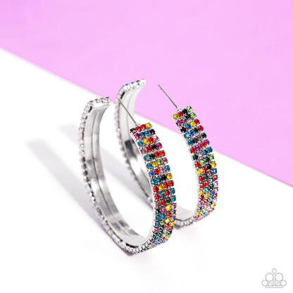 Paparazzi Accessories - Stacked Symmetry - Multicolor Hoop Earrings EMP Exclusives 2024 - Bling by JessieK