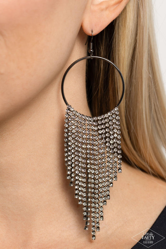 Paparazzi Accessories - Streamlined Shimmer - Black Earrings - Life of the Party - Encore - Bling by JessieK