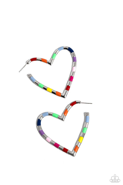 Paparazzi Accessories - Striped Sweethearts - Multicolor Hoop Earrings - Bling by JessieK