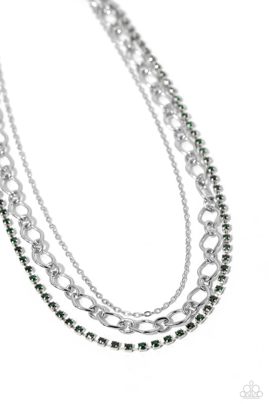 Paparazzi Accessories - Tasteful Tiers - Green Necklace - Bling by JessieK