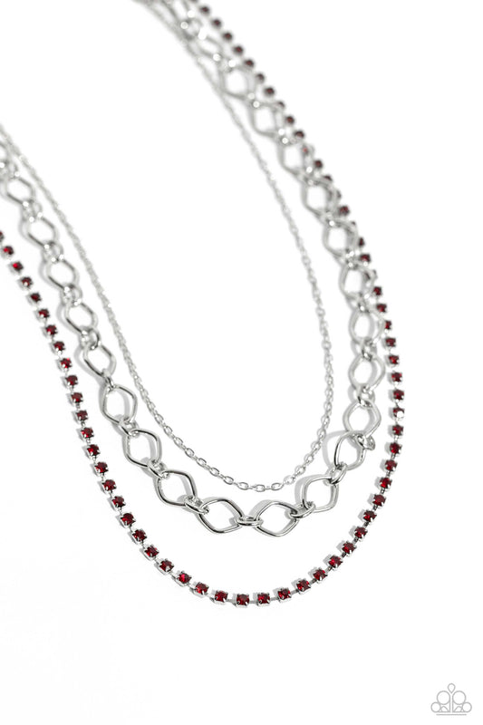 Paparazzi Accessories - Tasteful Tiers - Red Necklace - Bling by JessieK