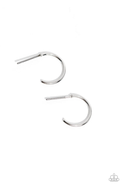 Paparazzi Accessories - Ultra Upmarket - Silver Dainty Hoop Earrings - Bling by JessieK