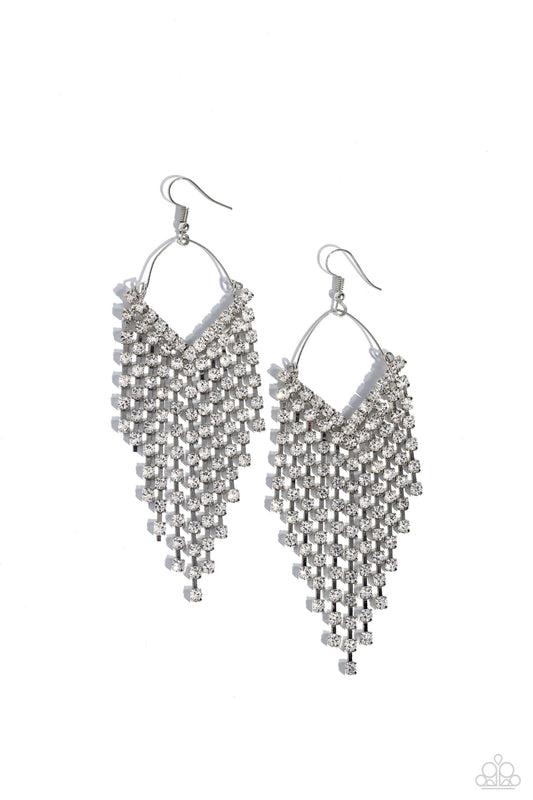 Paparazzi Accessories - V Fallin - White Earrings - Bling by JessieK